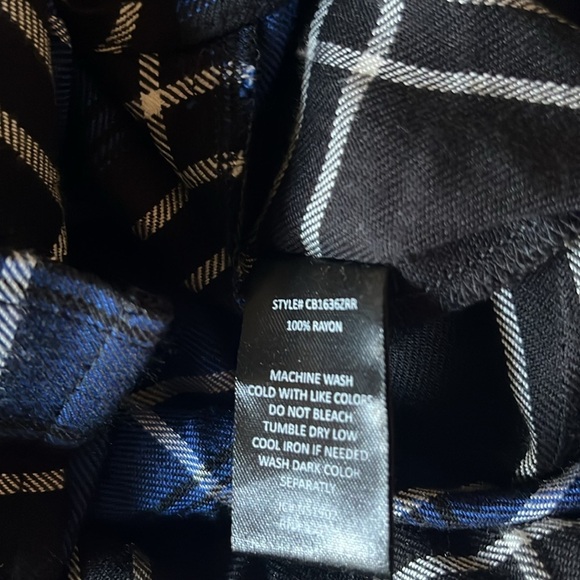 Sanctuary | Dark Blue Main Street Plaid Boyfriend Top Shirt Snaps Small Western - Picture 7 of 9